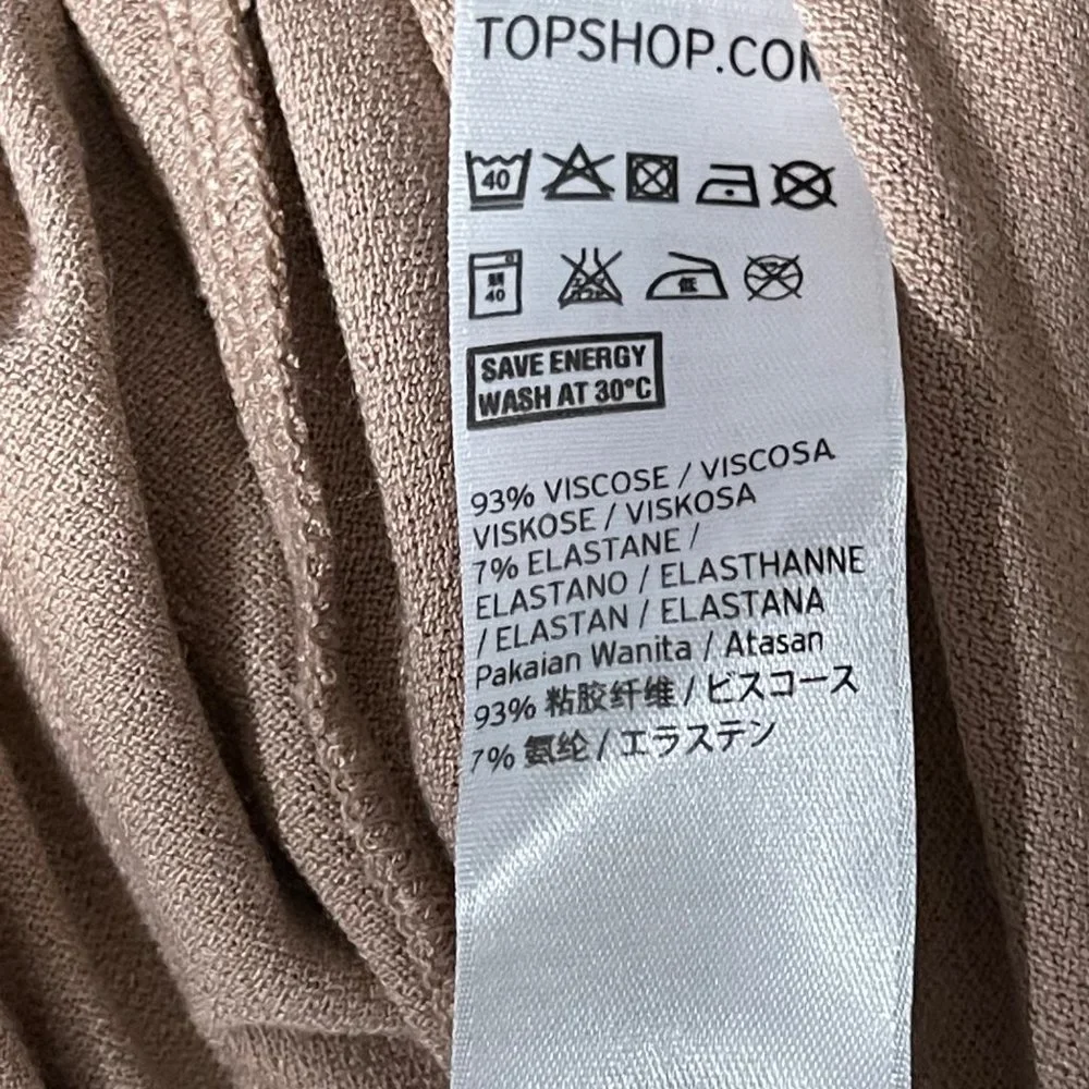 TOPSHOP women's size 4 tan criss cross strap v neck short sleeve top - Picture 4 of 7